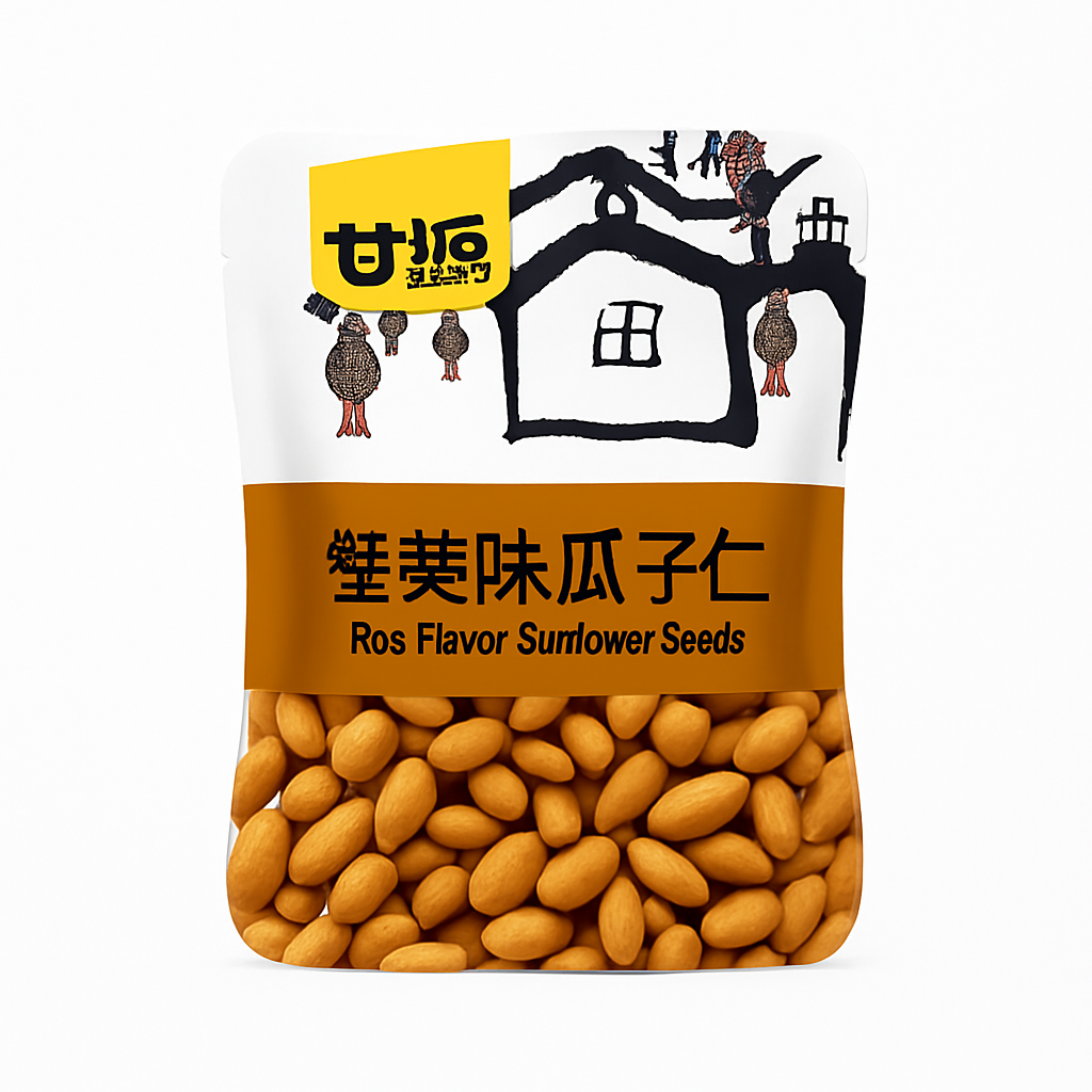Mei Wei: Sementes de Girassol Descascadas Sabor Caranguejo（蟹黄味瓜子仁）- Ganyuan 75g - Embalagem em Fundo Branco