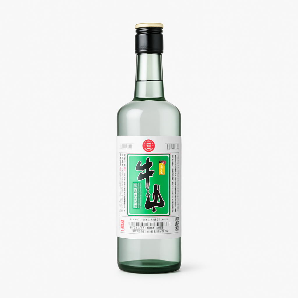 Mei Wei: Baijiu Niulanshan（牛栏山）- Niulanshan 500ml - Embalagem em Fundo Branco