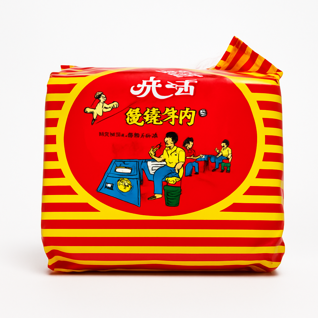Mei Wei: Macarrão Instantâneo Sabor Carne（蔥燒牛肉麵）- Uni-President 450g - Embalagem em Fundo Branco
