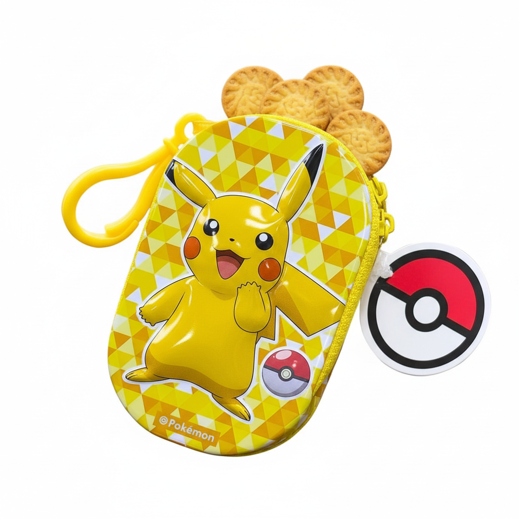 Mei Wei: Biscoito Pokémon com Case Pikachu 9g - Embalagem em Fundo Branco