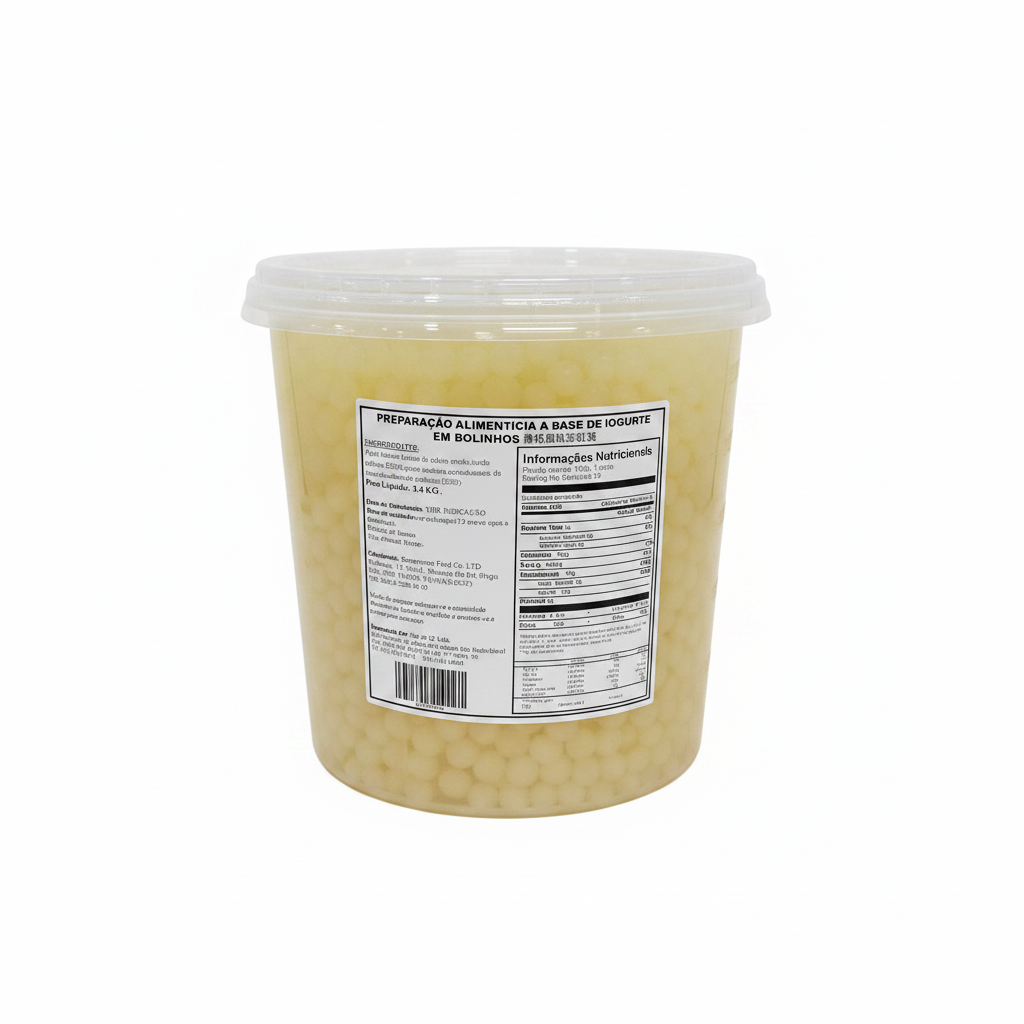 Mei Wei: Popping Boba Sabor Iogurte 优格风味彩虹球 3,4kg - Embalagem em Fundo Branco