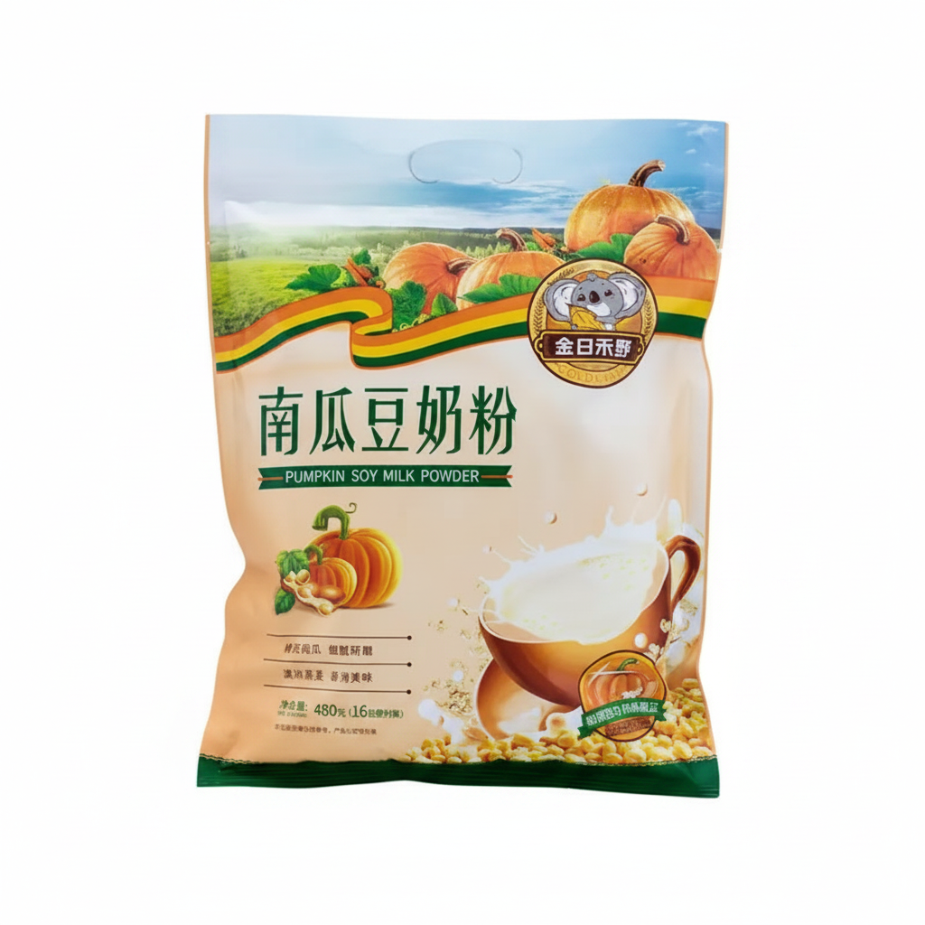 Mei Wei: Leite de Soja com Abóbora JHRY 480g - Embalagem em Fundo Branco