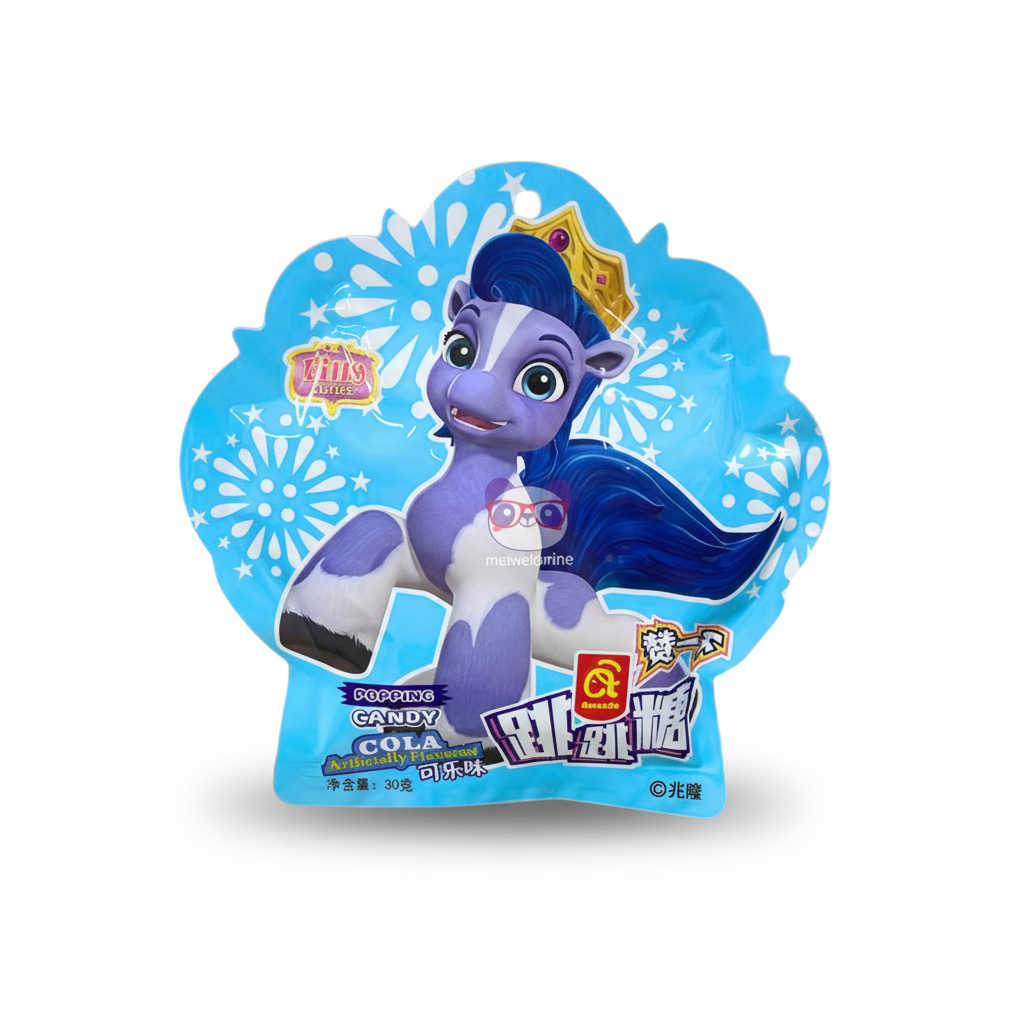 Mei Wei: Bala Explosiva Sabor Cola Filly Cuties 30g - Embalagem em Fundo Branco