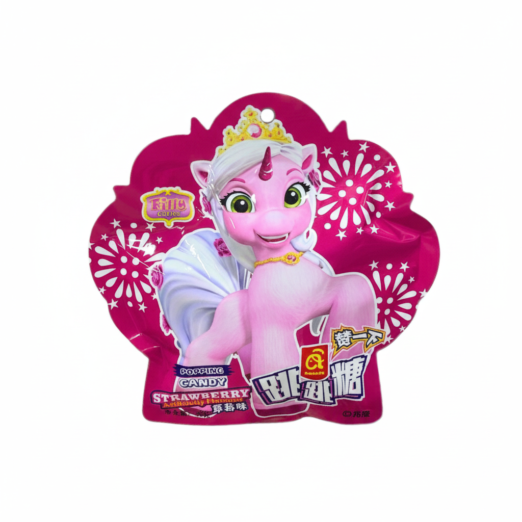 Mei Wei: Bala Explosiva Sabor Morango Filly Cuties 30g - Embalagem em Fundo Branco