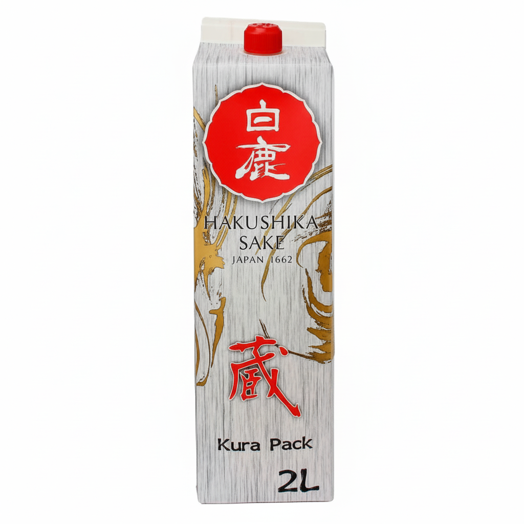 Mei Wei: Sake Seco Hakushika Kura Pack 2 Litros - Embalagem em Fundo Branco