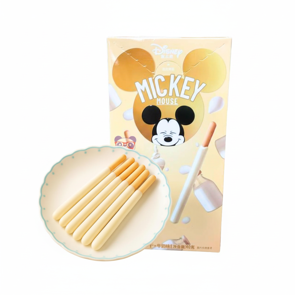 Mei Wei: Biscoitos Palitos Sabor Leite Mickey Disney 40g - Embalagem em Fundo Branco