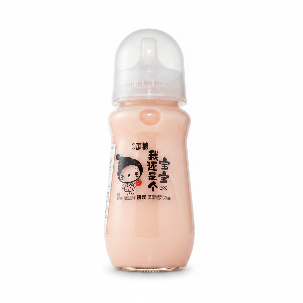 Mei Wei: Bebida de Iogurte Sabor Morango 280ml - Embalagem em Fundo Branco
