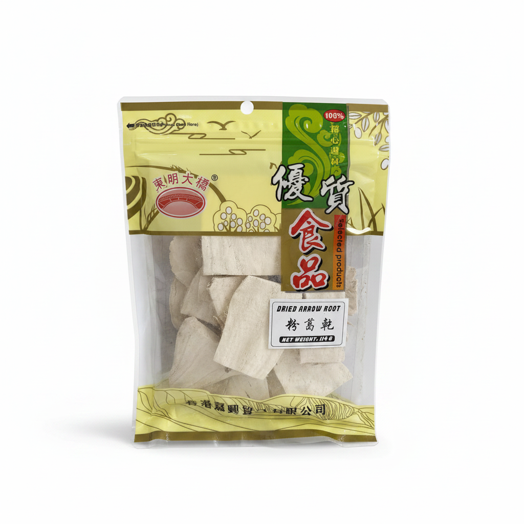 Mei Wei: Raiz de Kudzu Desidratada Dongming Daqiao 114g - Embalagem em Fundo Branco