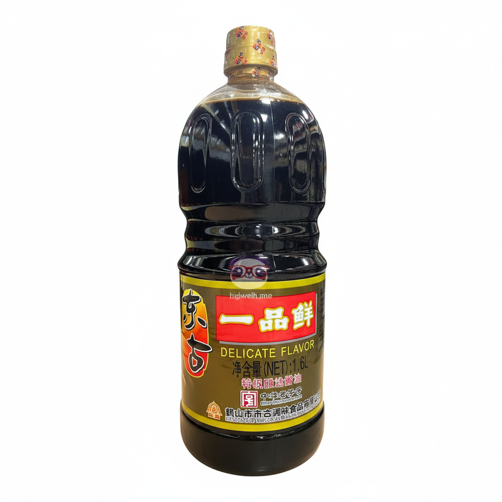 Mei Wei: Molho de Soja Delicado DongGu 1.6L - Embalagem em Fundo Branco