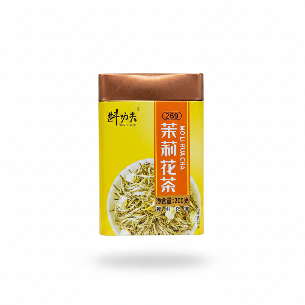 Mei Wei: Chá de Jasmim 茂莉花茶 Zhen Gong Fu 200g - Embalagem em Fundo Branco
