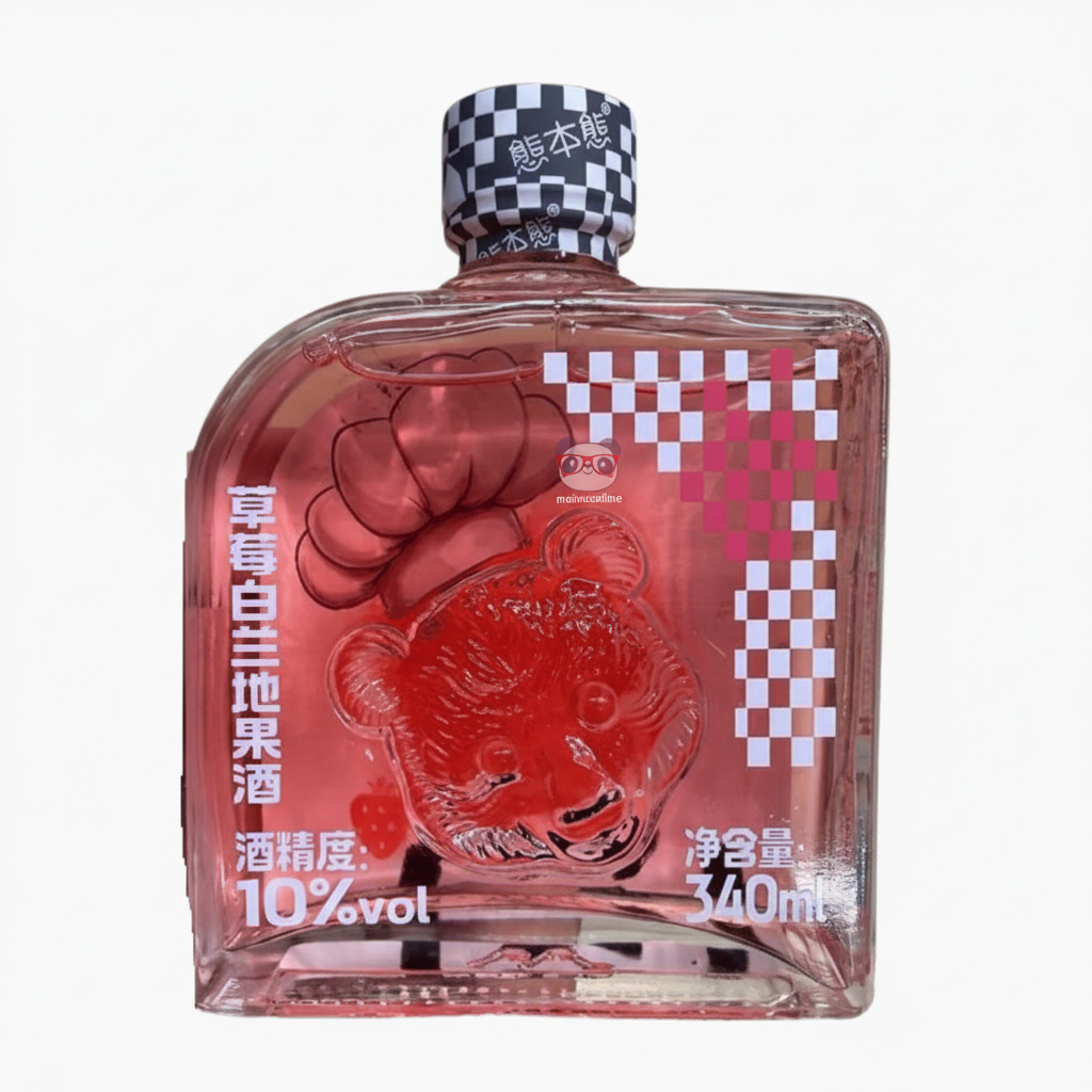 Mei Wei: Licor Chinês de Morango Xiongbenxiong 340ml - Embalagem em Fundo Branco