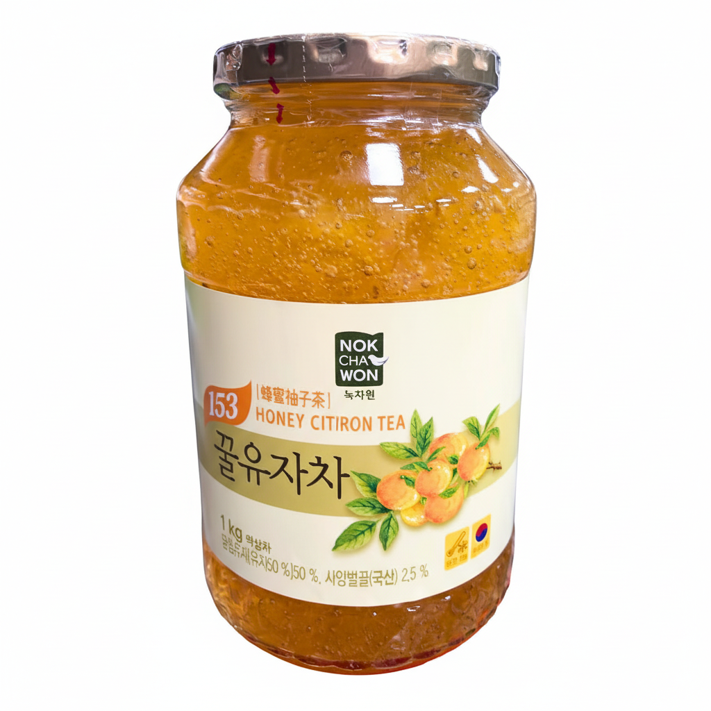 Mei Wei: Chá Coreano de Mel e Cidra Yuzu NokChaWon 1kg - Embalagem em Fundo Branco
