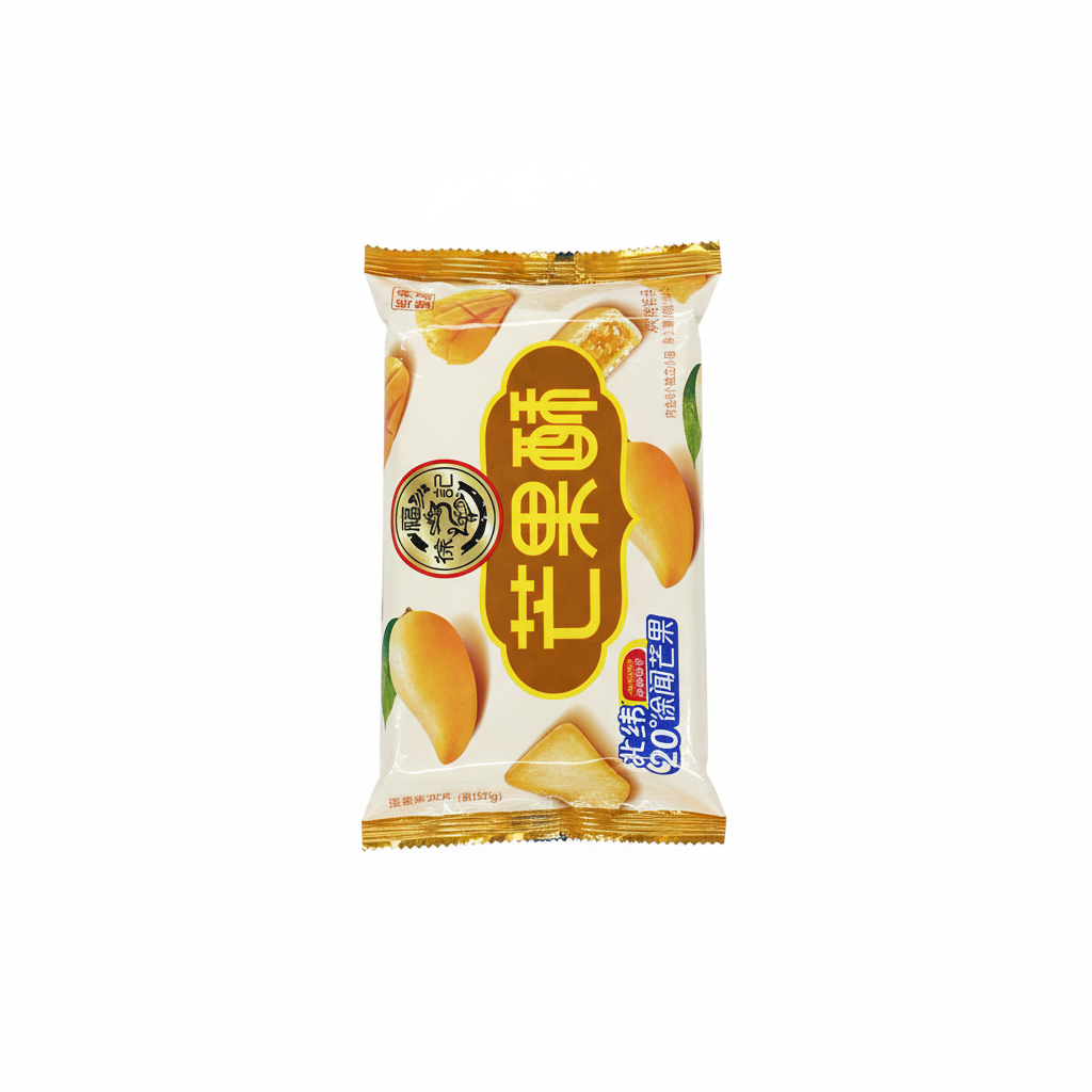 Mei Wei: Biscoito Wafer Sabor Manga Norte Latitude 20 - Embalagem em Fundo Branco