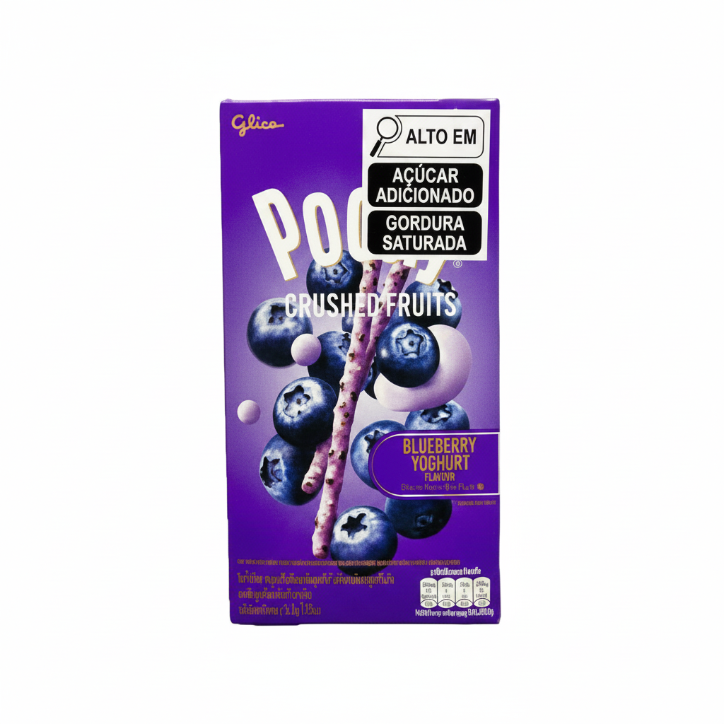 Mei Wei: Pocky Blueberry Yogurt ポッキー Glico 38g - Embalagem em Fundo Branco