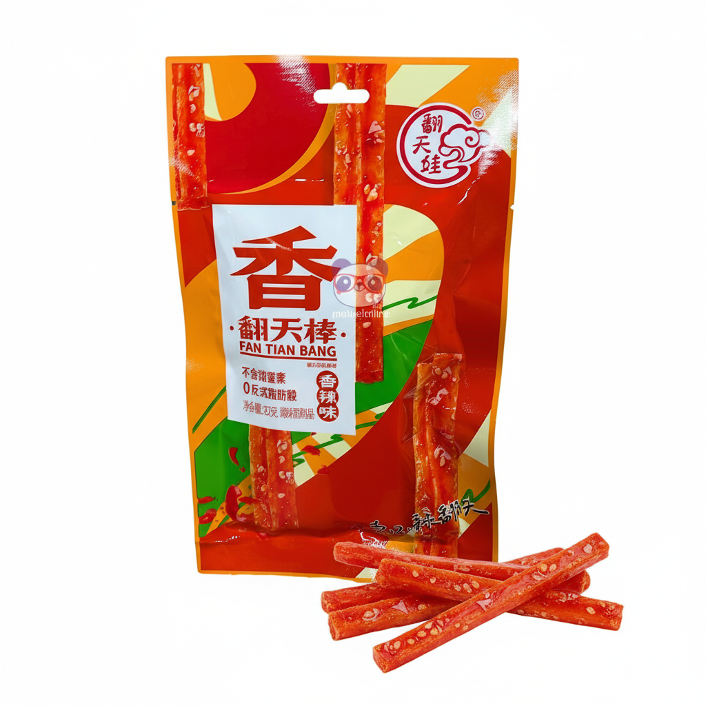 Mei Wei: Tiras de Glúten Picantes Fan Tian Bang 82g - Embalagem em Fundo Branco