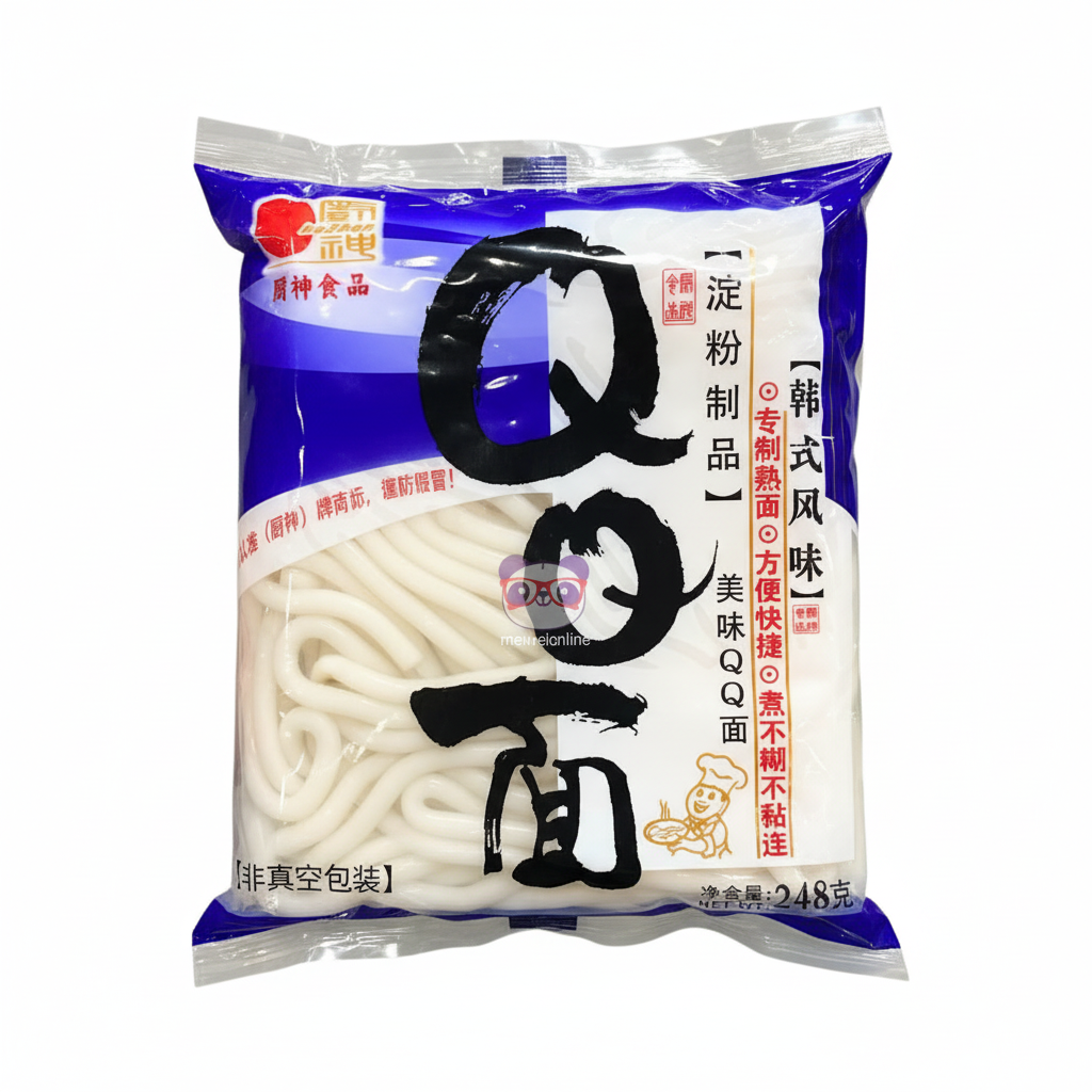 Mei Wei: Macarrão Udon Fresco HuShen 248g - 韩式风味 QQ面 - Embalagem em Fundo Branco