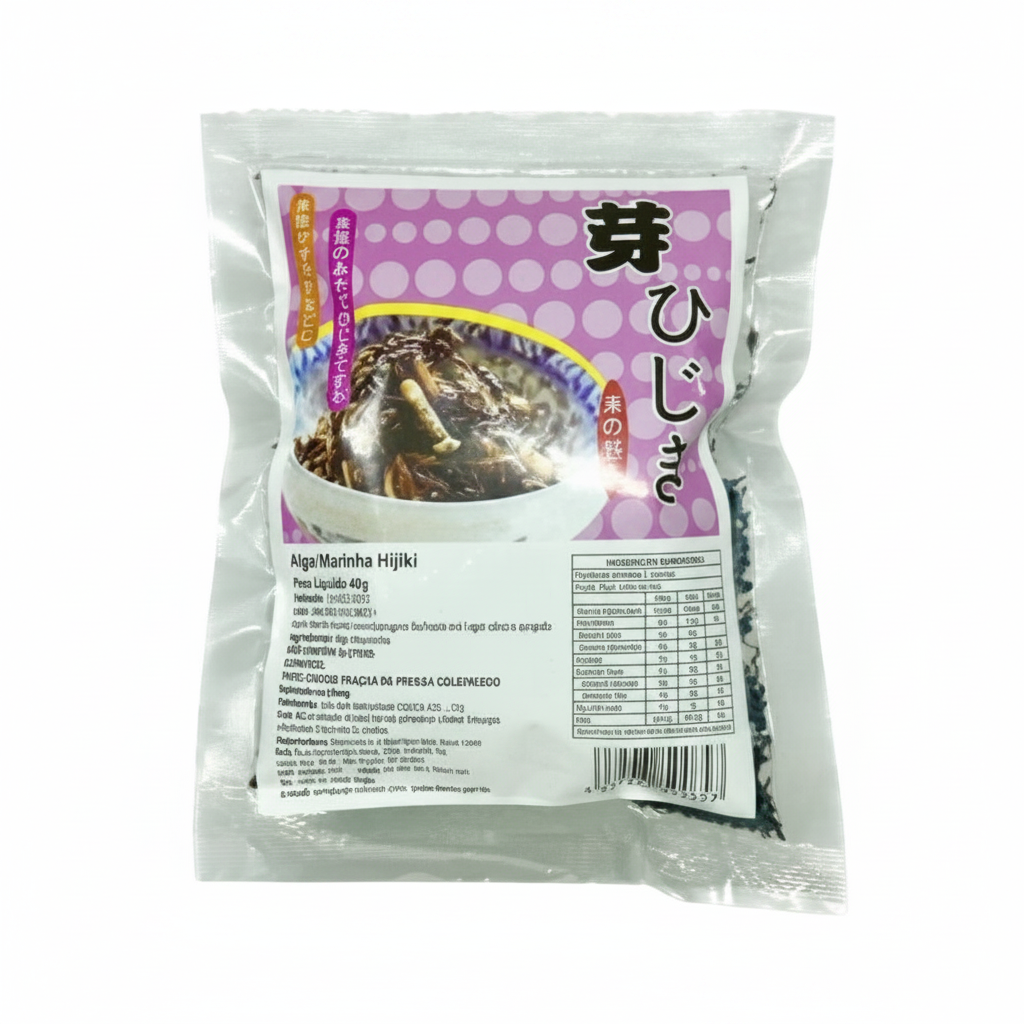 Mei Wei: Alga Marinha Hijiki ひじき Rongcheng 40g - Embalagem em Fundo Branco