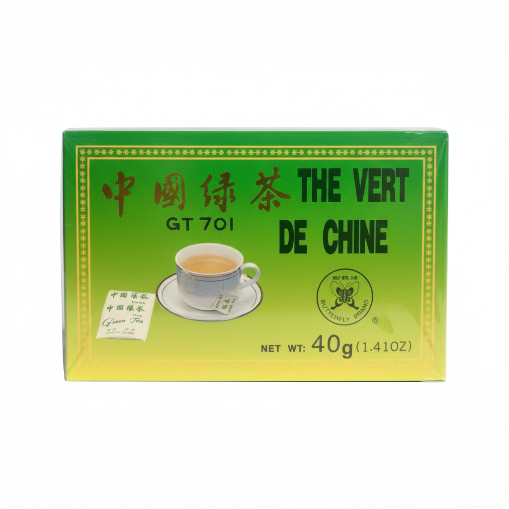 Mei Wei: Chá Verde Fujian 20 Sachês 40g - Embalagem em Fundo Branco