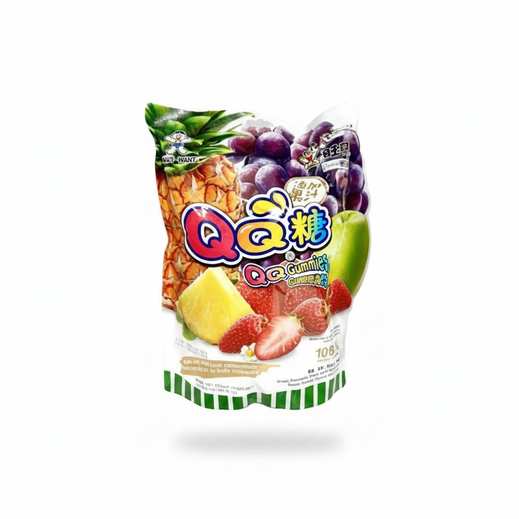 Mei Wei: Bala QQ Gummy QQ糖 Want Want 200g - Embalagem em Fundo Branco