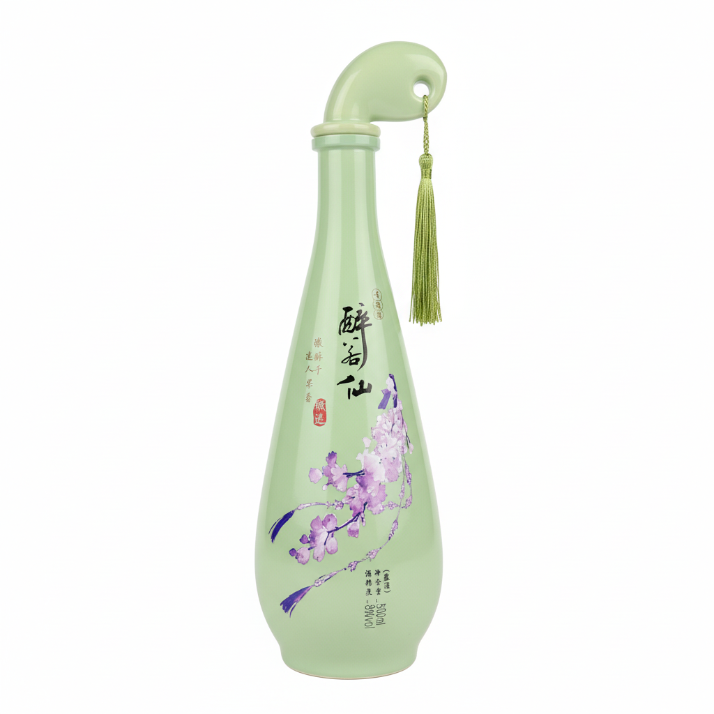 Mei Wei: Licor de Ameixa Verde Zuigu Xian 500ml - Embalagem em Fundo Branco