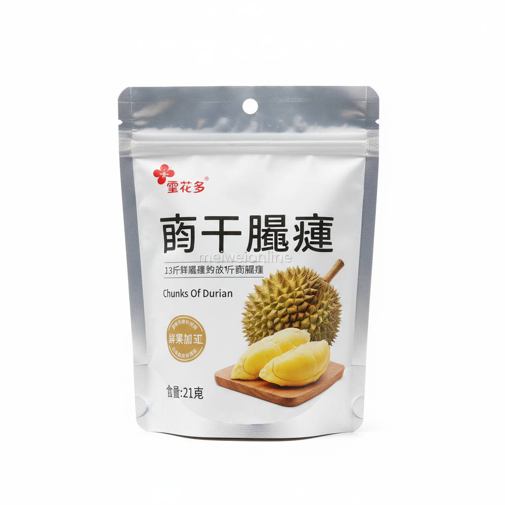 Mei Wei: Durião Liofilizado Xue Hua Duo 21g - Embalagem em Fundo Branco