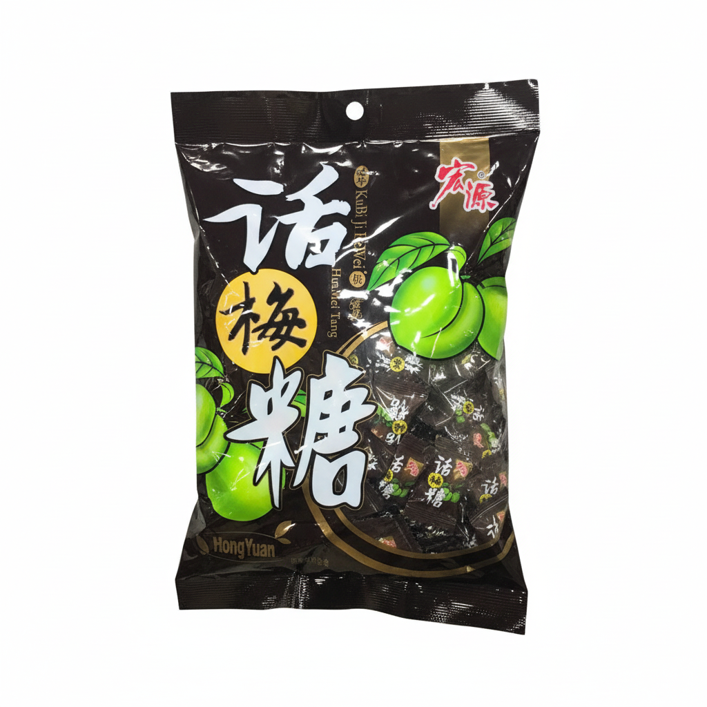 Mei Wei: Bala de Ameixa Hongyuan 350g - Embalagem em Fundo Branco