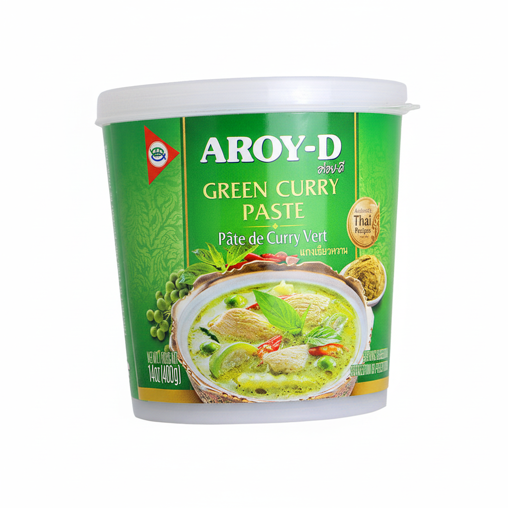 Mei Wei: Pasta de Curry Verde Aroy-D 400g - Embalagem em Fundo Branco