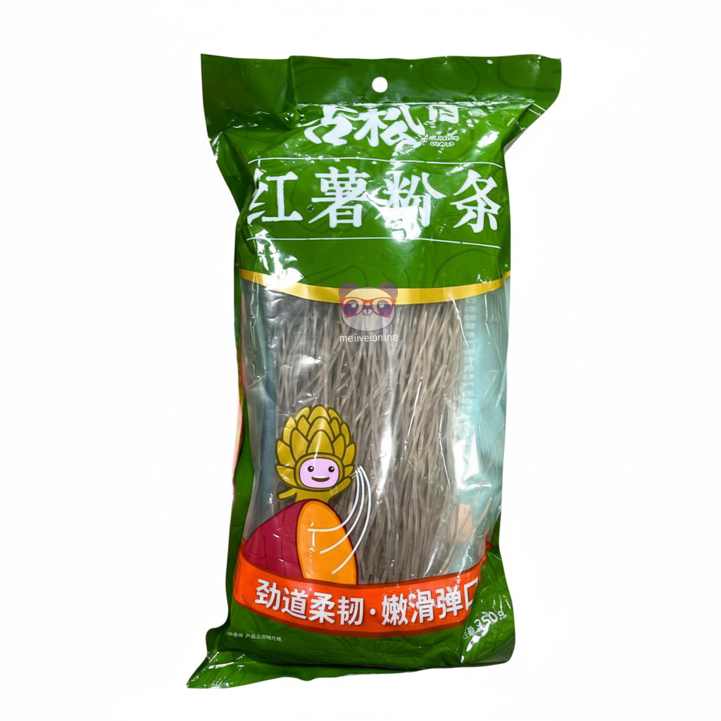 Mei Wei: Macarrão de Batata Doce Gusong 350g - Embalagem em Fundo Branco