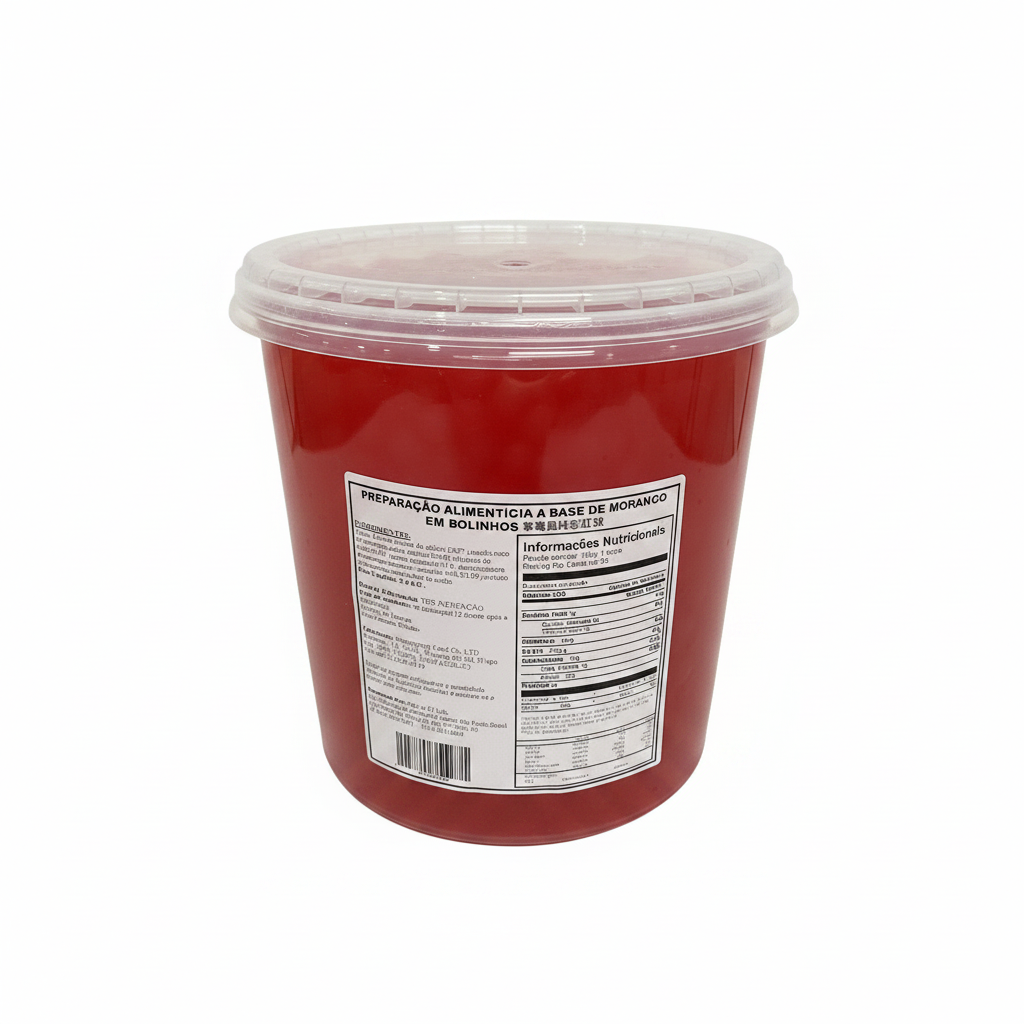 Mei Wei: Popping Boba Sabor Morango 草莓风味彩虹球 3,4kg - Embalagem em Fundo Branco