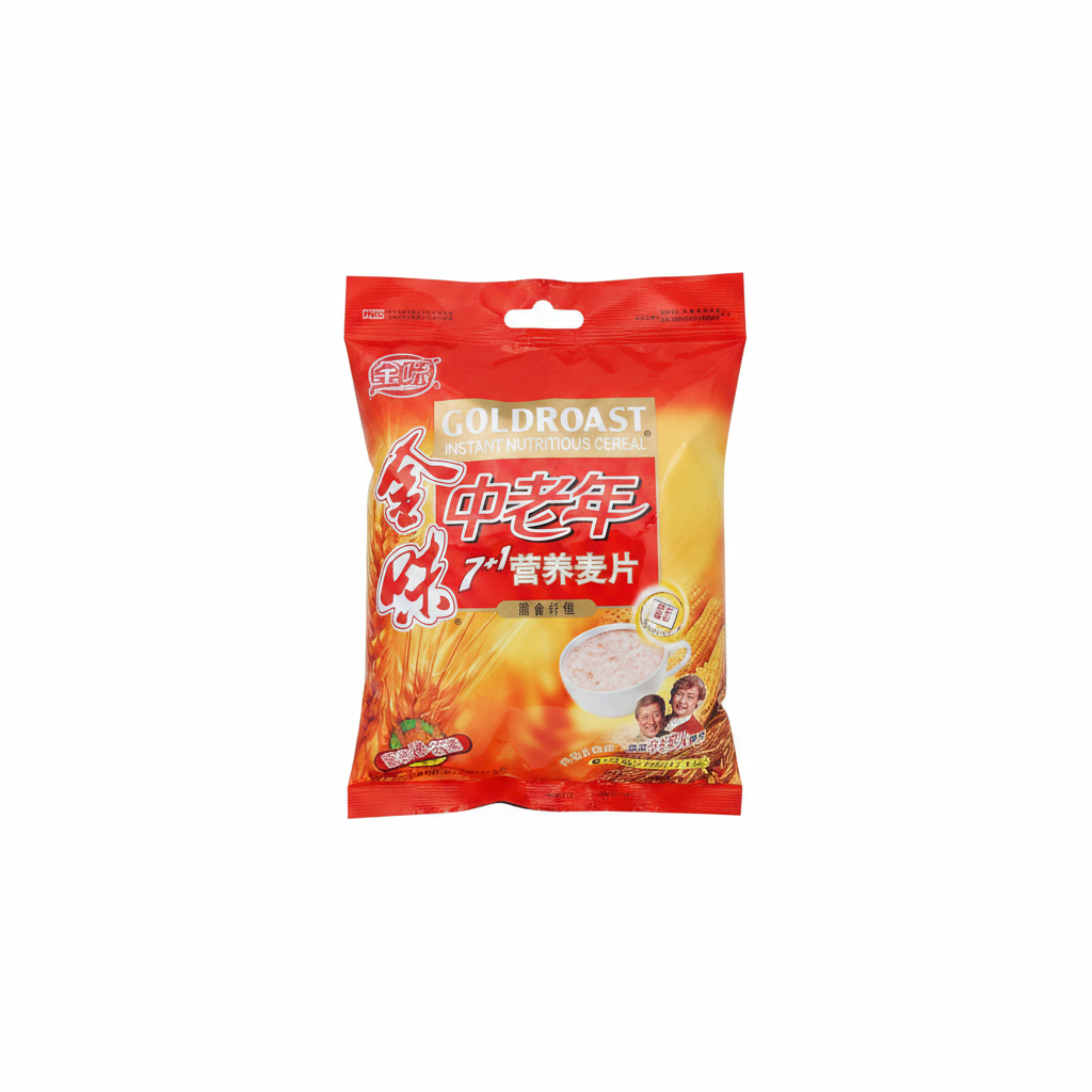 Mei Wei: Cereal Nutritivo Instantâneo（金味麦片）- Goldroast 484g - Embalagem em Fundo Branco
