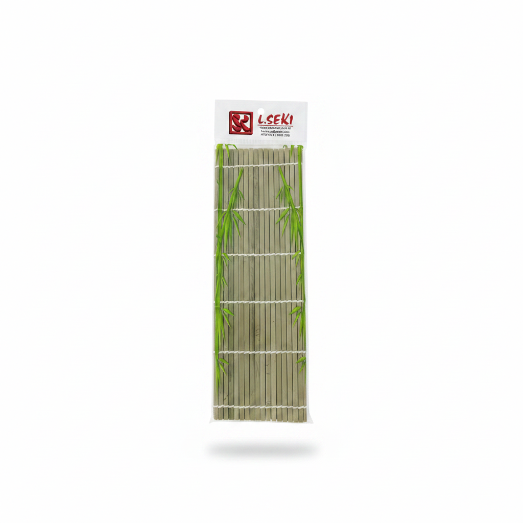 Mei Wei: Esteira de Bambu para Sushi Makisu 寿司巻き L.Seki 27x27cm - Embalagem em Fundo Branco