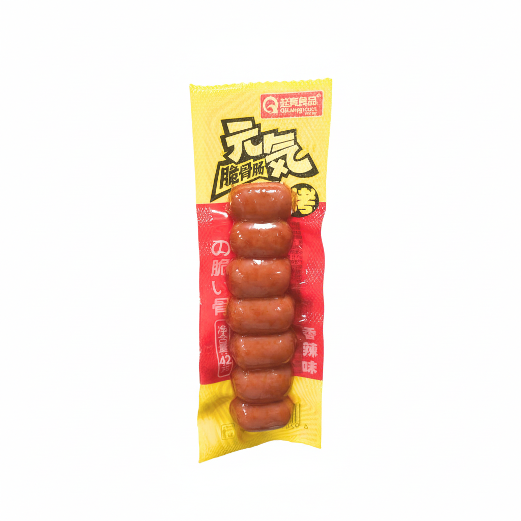 Mei Wei: Linguiça de Frango Picante com Cartilagem Dilang 60g - Embalagem em Fundo Branco