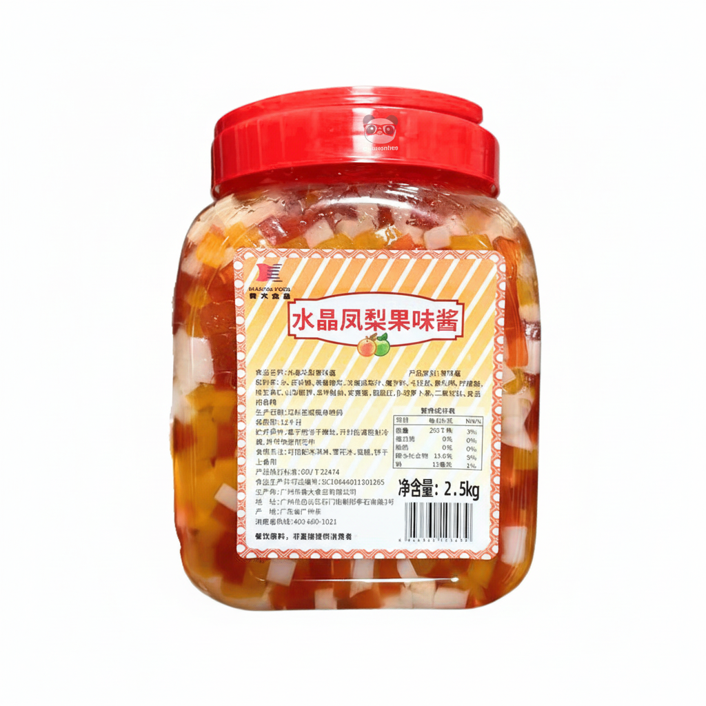 Mei Wei: Cubos de Gelatina Cristalizada para Bubble Tea Xiangda 2,5kg - Embalagem em Fundo Branco
