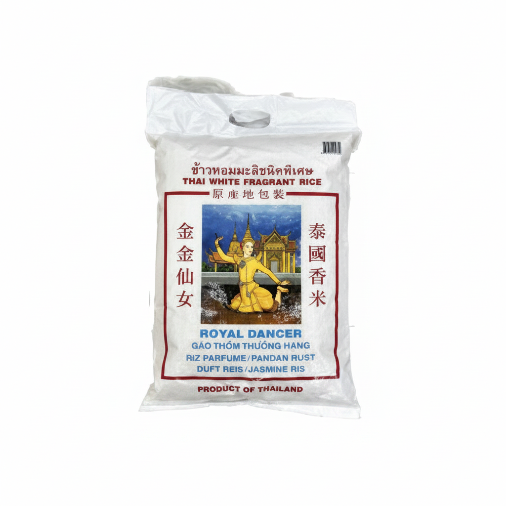 Mei Wei: Arroz Jasmim Royal Dancer 10kg - Embalagem em Fundo Branco