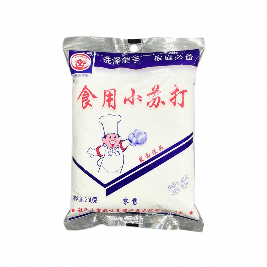 Mei Wei: Bicarbonato de Sódio Alimentício Chinês 250g - Embalagem em Fundo Branco