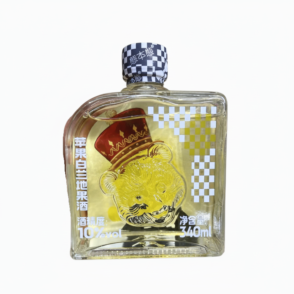 Mei Wei: Licor Chinês de Maçã Xiongbenxiong 340ml - Embalagem em Fundo Branco