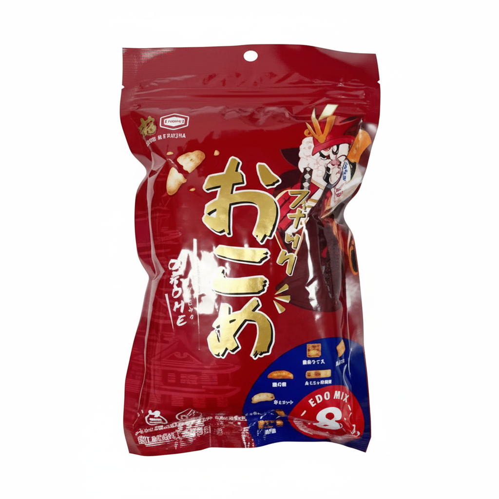 Mei Wei: Biscoito de Arroz Misto Singha Kameda 85g × 24un - Embalagem em Fundo Branco