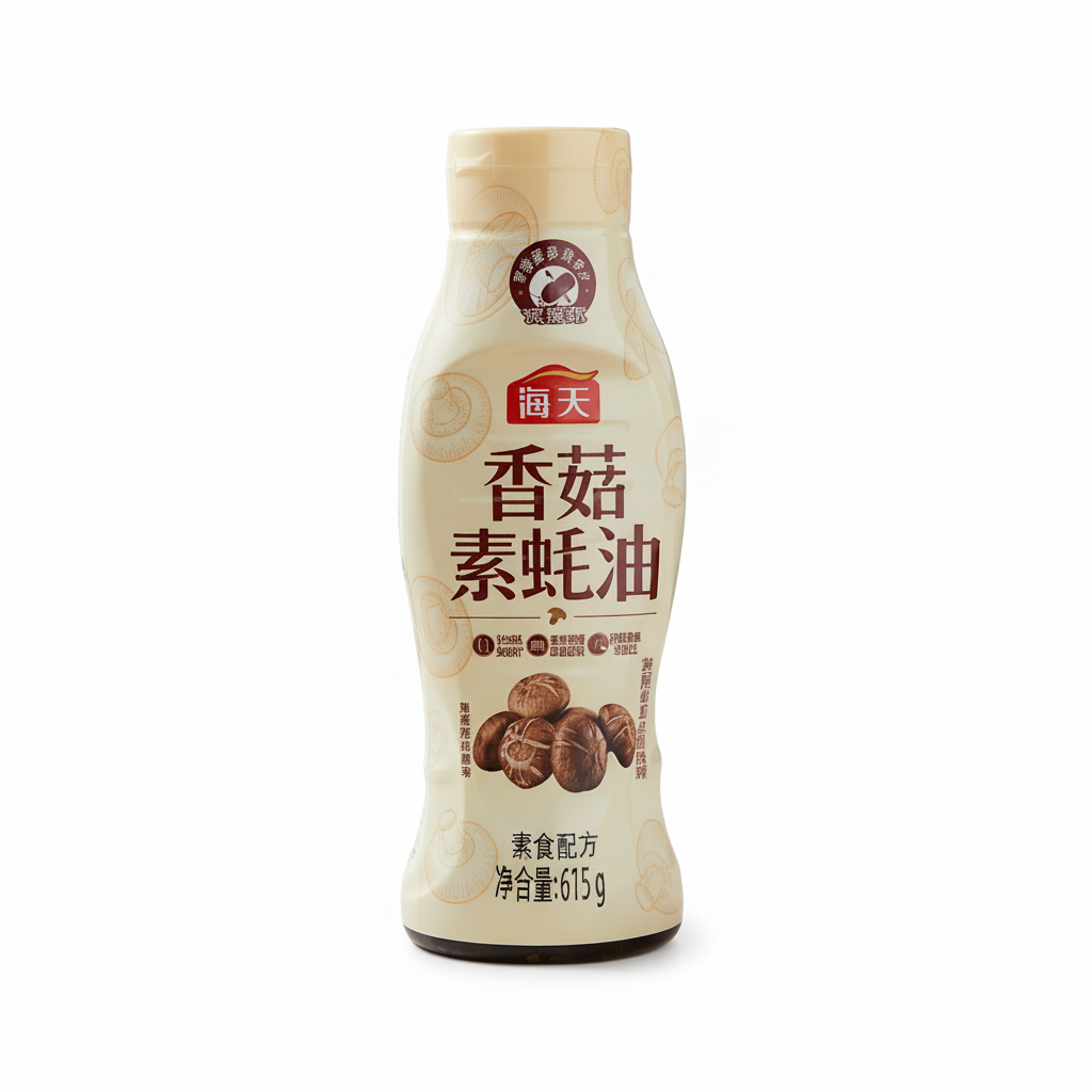 Mei Wei: Molho de Ostra Vegetariano com Cogumelos Xiangda 615g - Embalagem em Fundo Branco