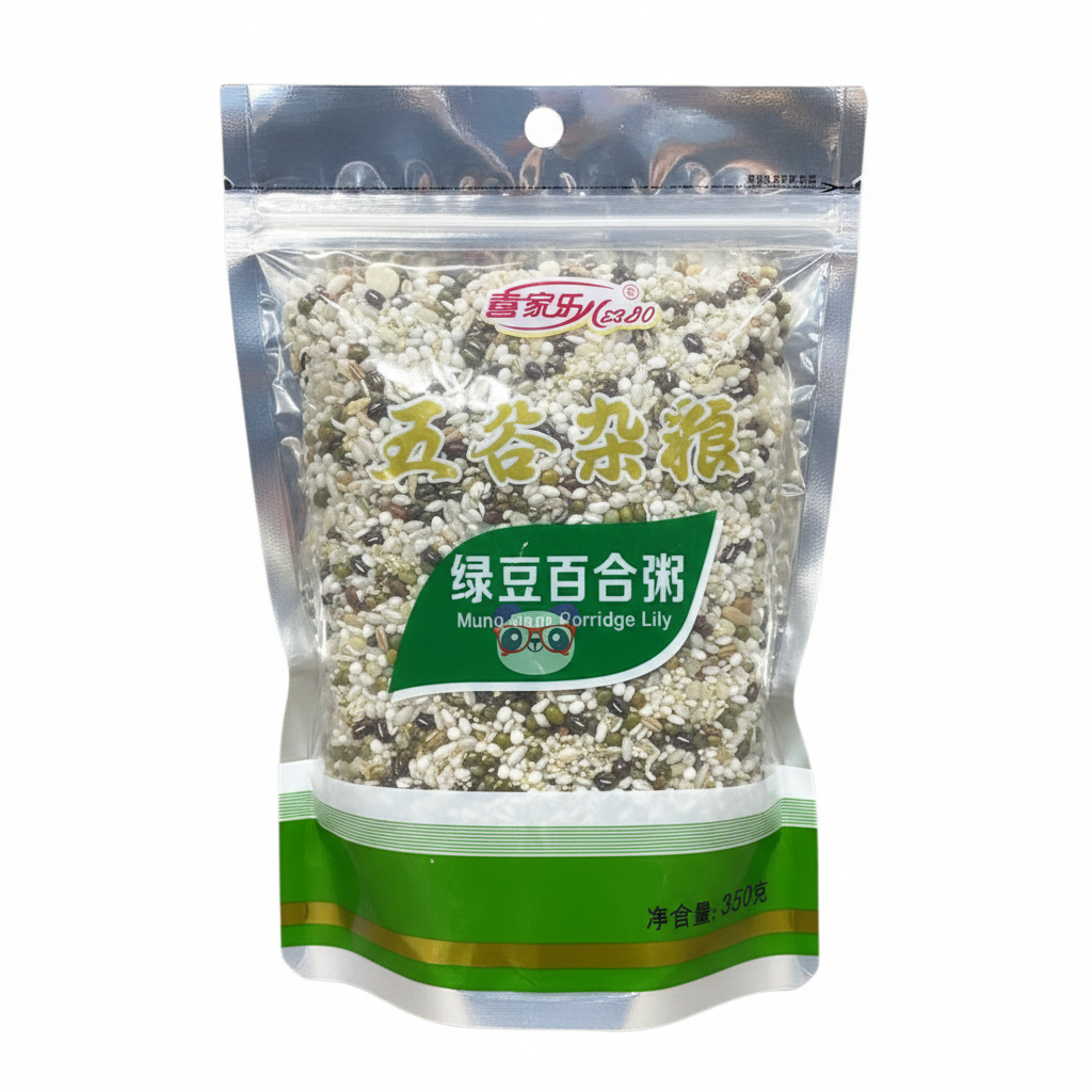 Mei Wei: Mistura de Grãos Chineses para Mingau de Feijão Verde com Lírio Xijiale 350g - Embalagem em Fundo Branco