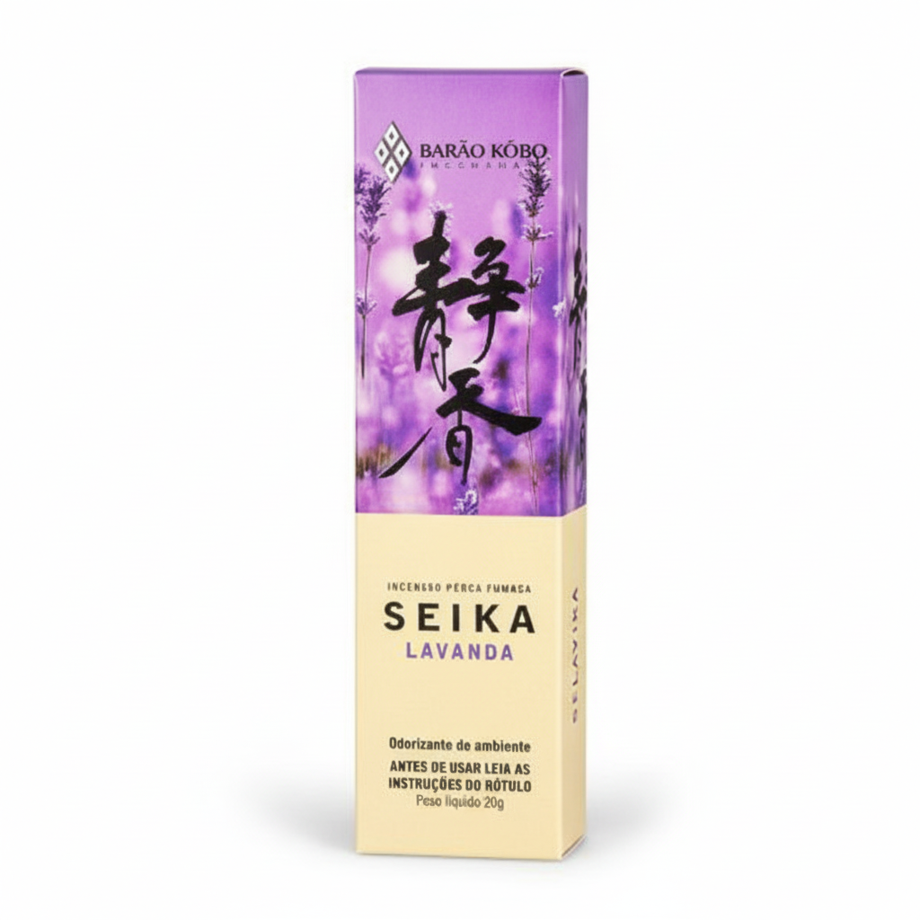 Mei Wei: Incenso Seika de Lavanda 40 Bastonetes 20g - Embalagem em Fundo Branco