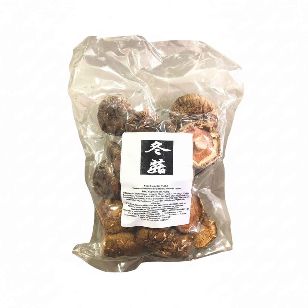 Mei Wei: Cogumelo Shiitake Inteiro Desidratado Fuzhou 100g - Embalagem em Fundo Branco
