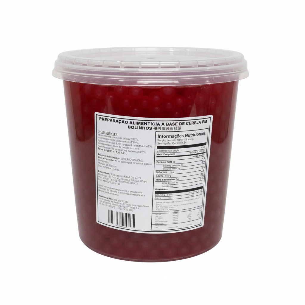 Mei Wei: Bala Arco-Íris Sabor Cereja 樱桃风味彩虹球 3,4kg - Embalagem em Fundo Branco