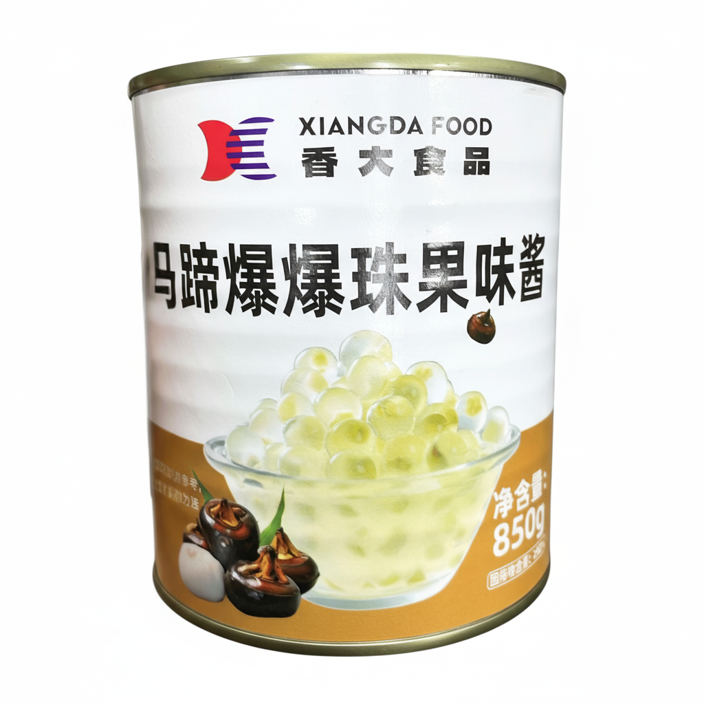 Mei Wei: Popping Boba Castanha d'Água Xiangda 850g - Embalagem em Fundo Branco