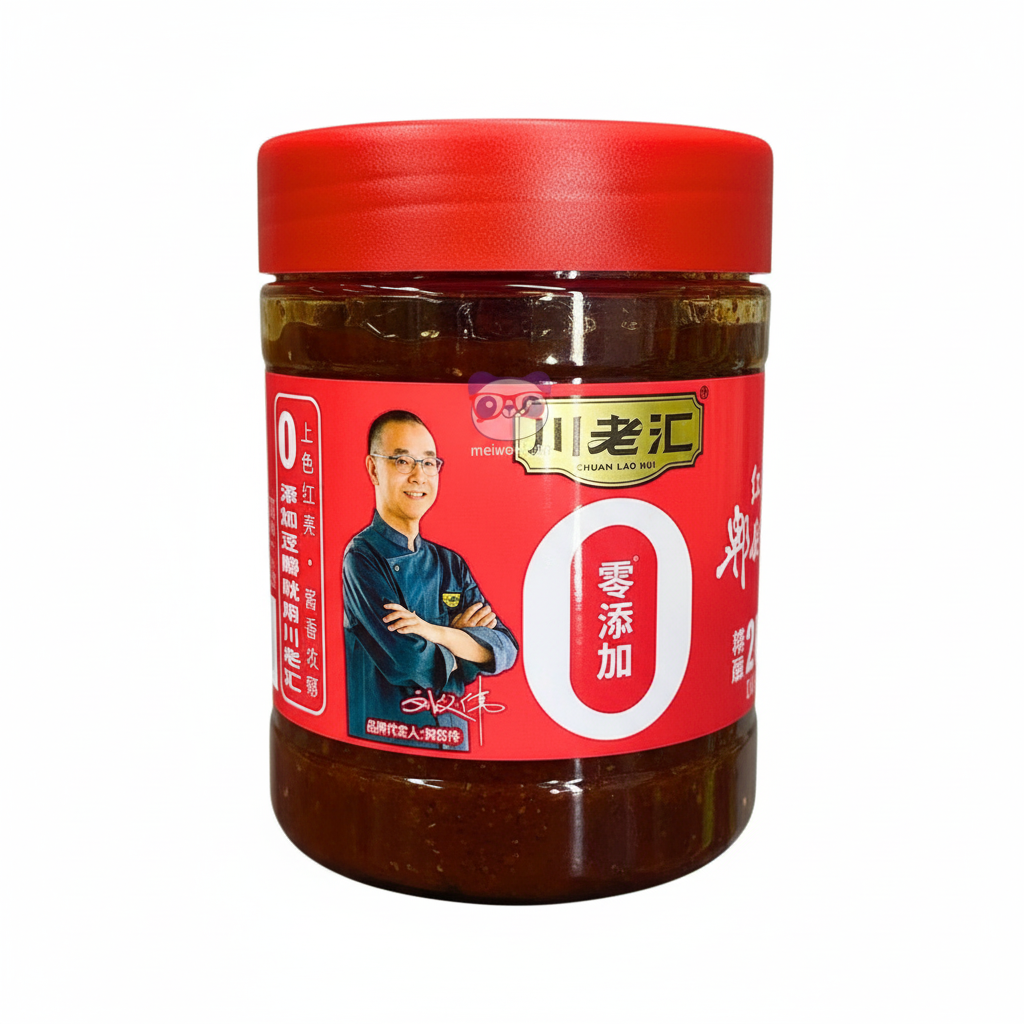 Mei Wei: Pasta de Fava Apimentada Doubanjiang Chuan Lao Hui 500g - Embalagem em Fundo Branco