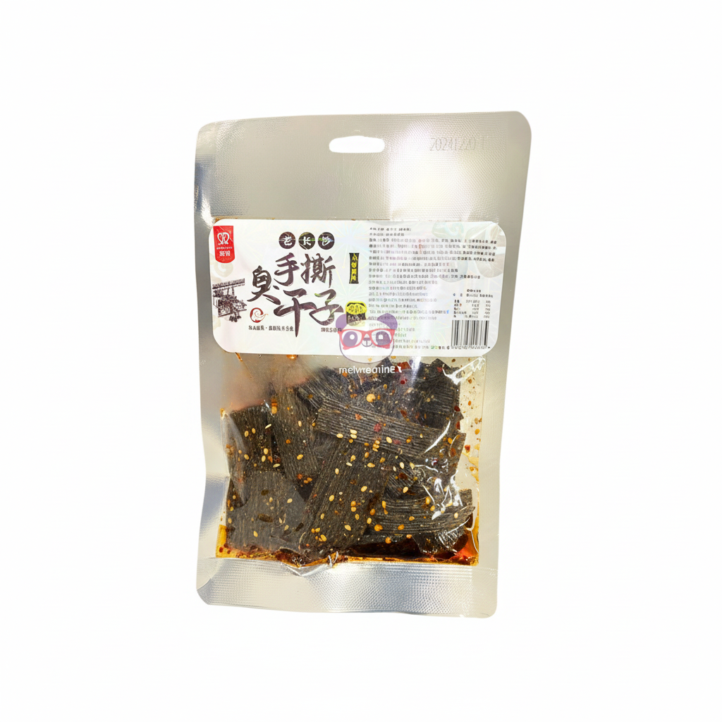 Mei Wei: Tiras de Tofu Fermentado Apimentado Shuang Jiao 70g - Embalagem em Fundo Branco