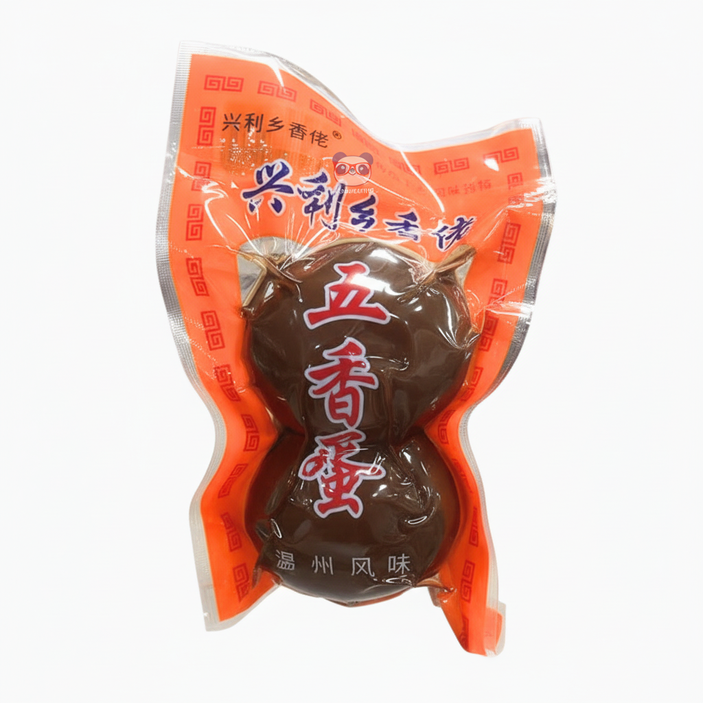 Mei Wei: Ovo Cozido Chinês Cinco Especiarias Xingli 60g - Embalagem em Fundo Branco