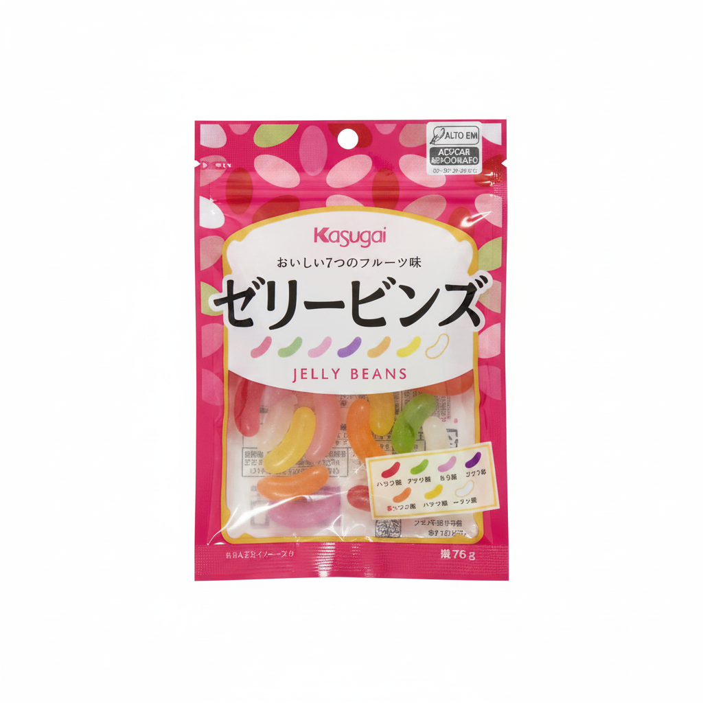 Mei Wei: Jelly Beans ゼリービーンズ Kasugai 76g - Embalagem em Fundo Branco