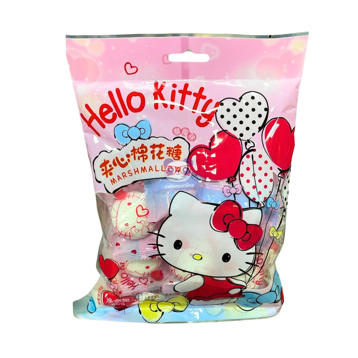Marshmallow Hello Kitty Morango 80g | 草莓味棉花糖 Doce Japonês Recheado