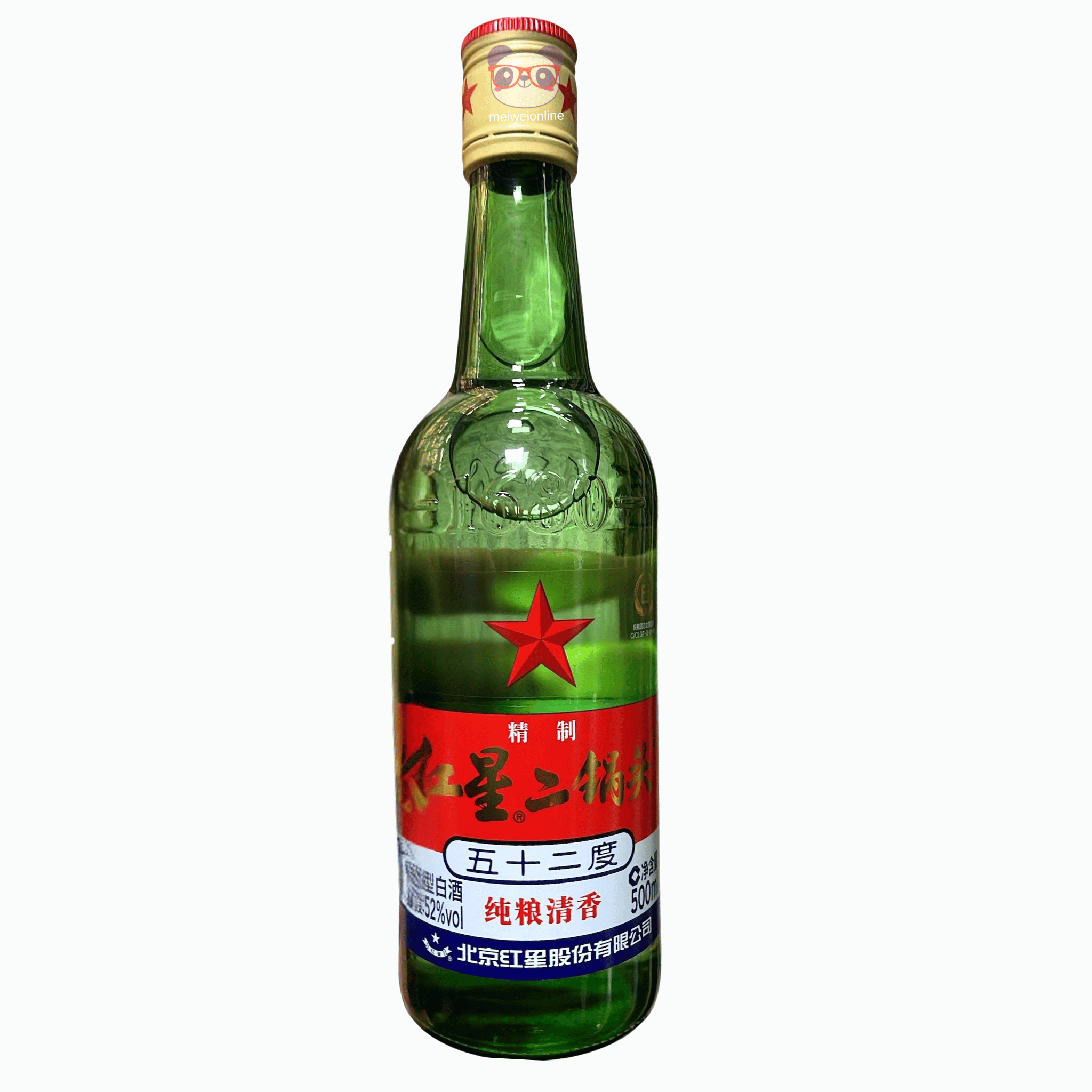 Mei Wei Baijiu chinês Red Star Erguotou 52% garrafa 500ml