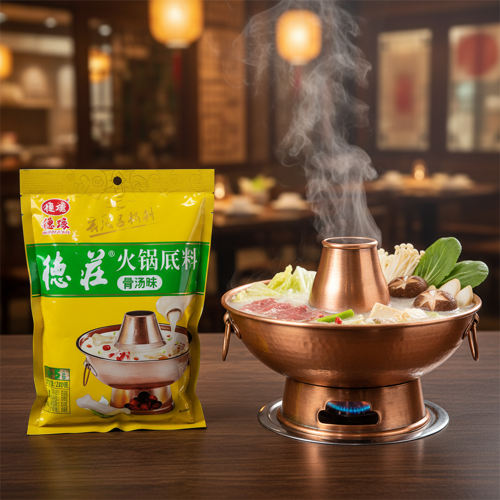 Base de Caldo de Osso para Hot Pot – De Zhuang 220g - 德庄骨汤火锅底料